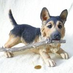 Very Large German Shepherd Puppy with Branch