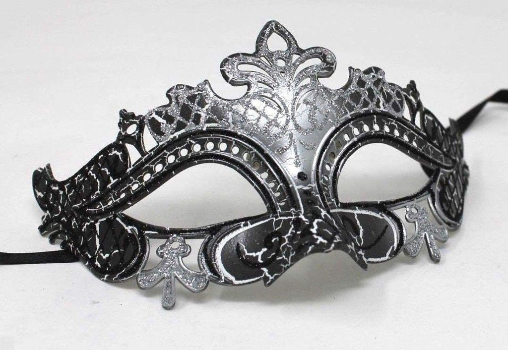 Black and Silver Rialto Masquerade Party Ball Carnival Eye Mask