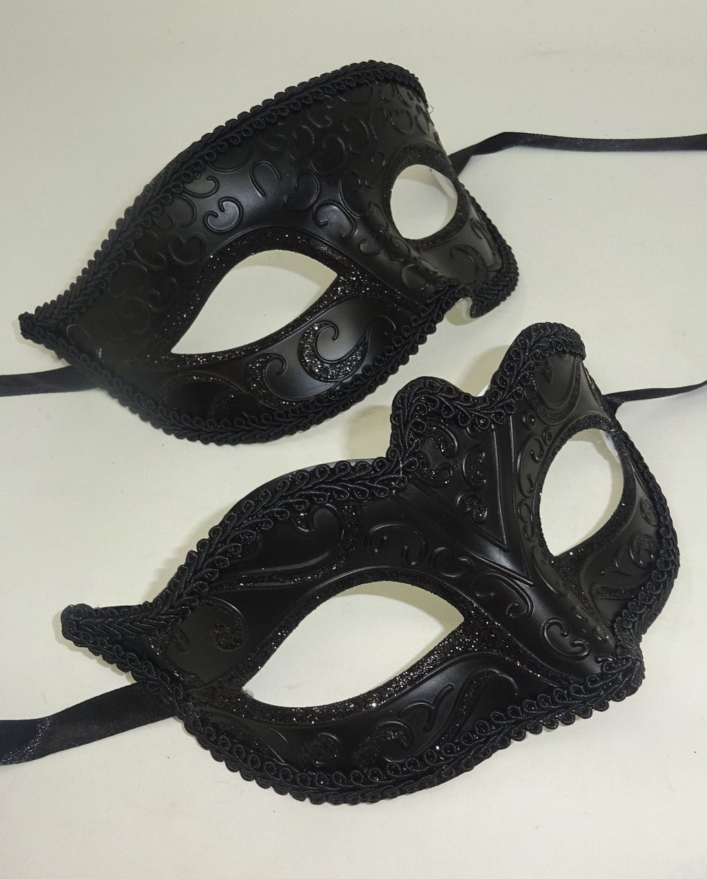 Black His n Hers Couples Venetian Masquerade Party Ball Eye Carnival Masks