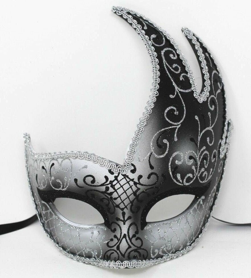 Black and Silver Wave Masquerade Mask