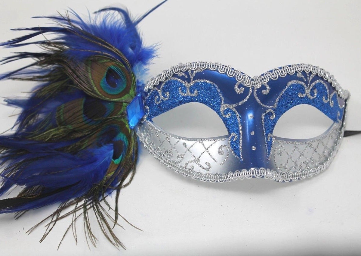 Pretty Blue and Silver Peacock Mask