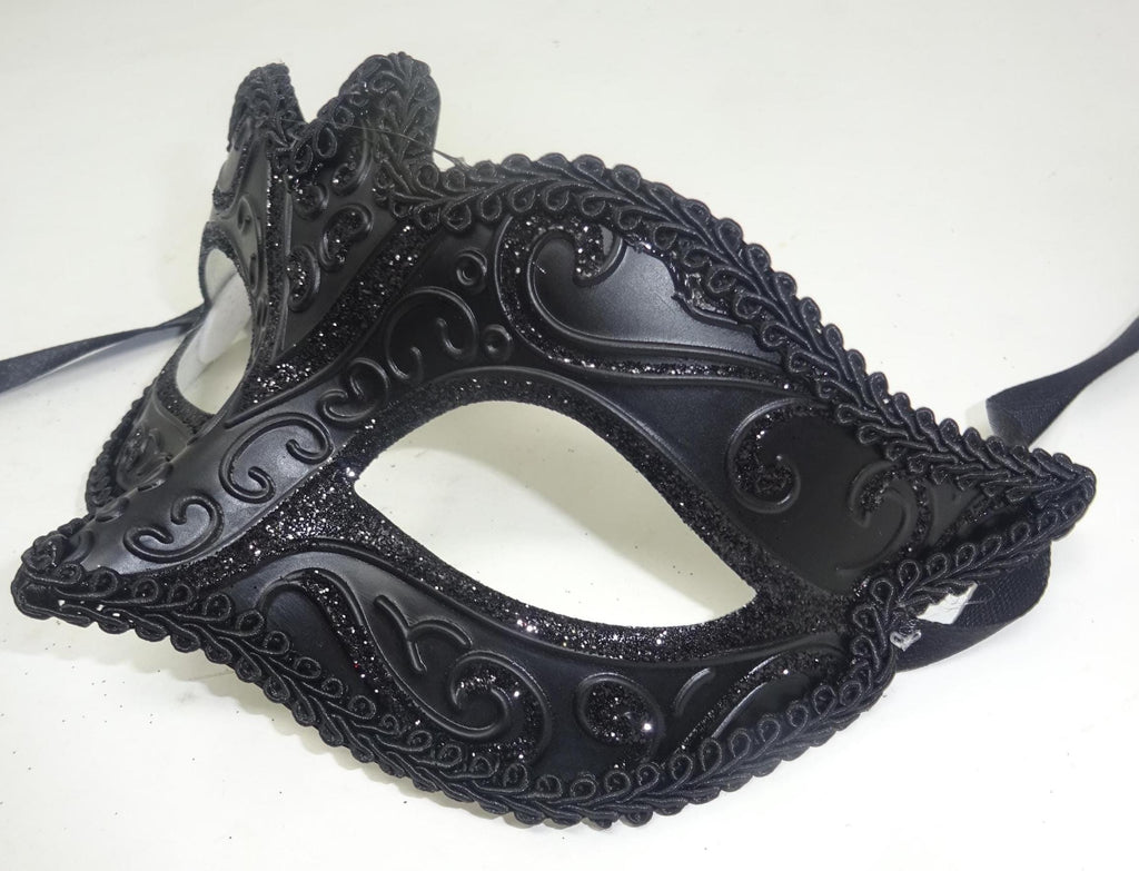 Mens or Ladies Midnight Black Masquerade Mask