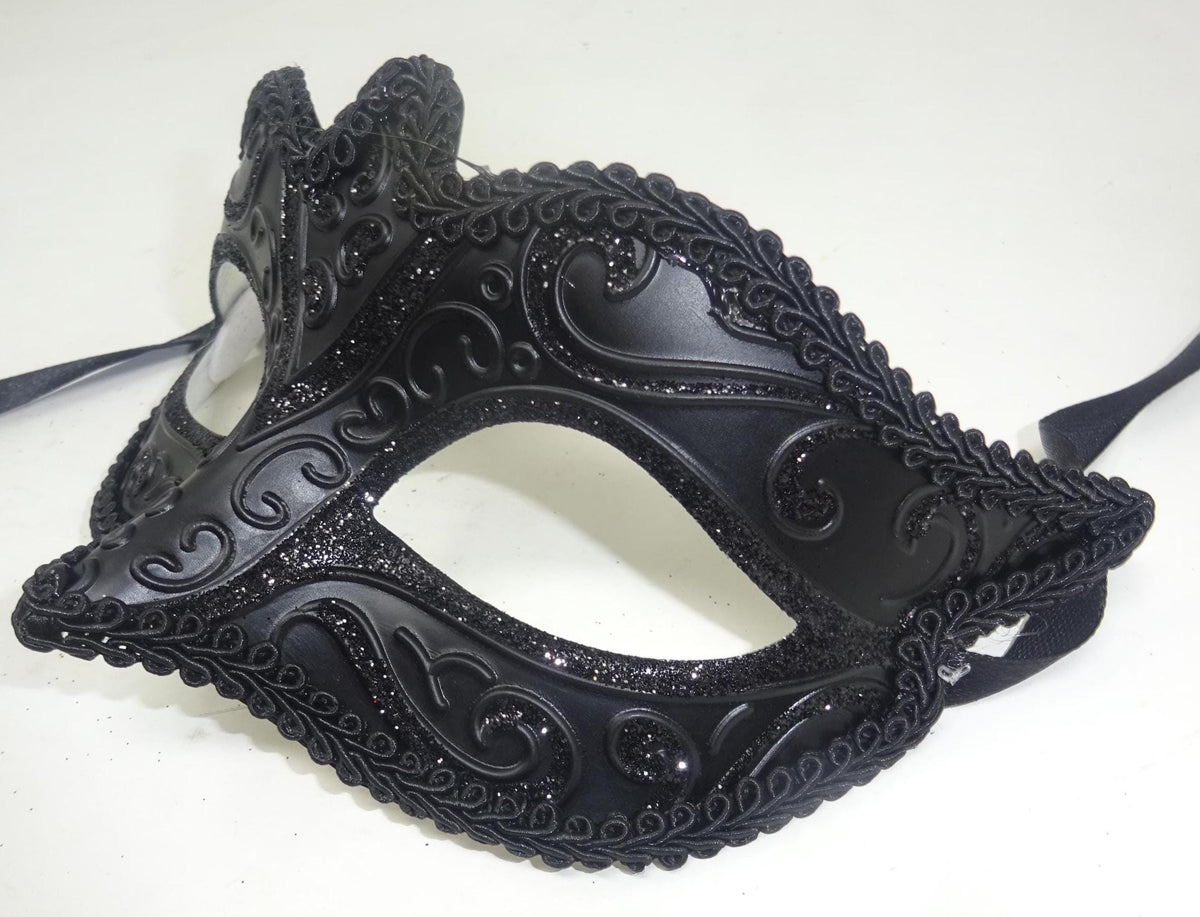 Mens or Ladies Midnight Black Masquerade Mask