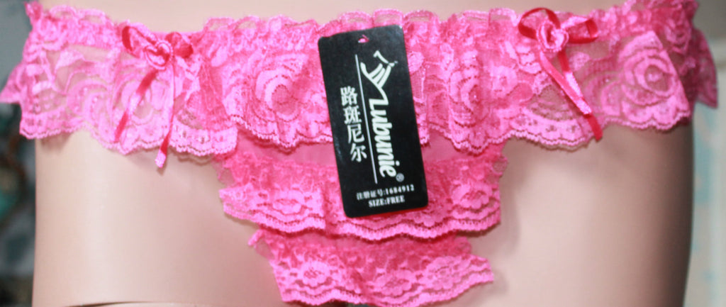 Choice of 2 Colours Sexy Ladies Panties Briefs Thong Frilly Lace & Hearts 8-12