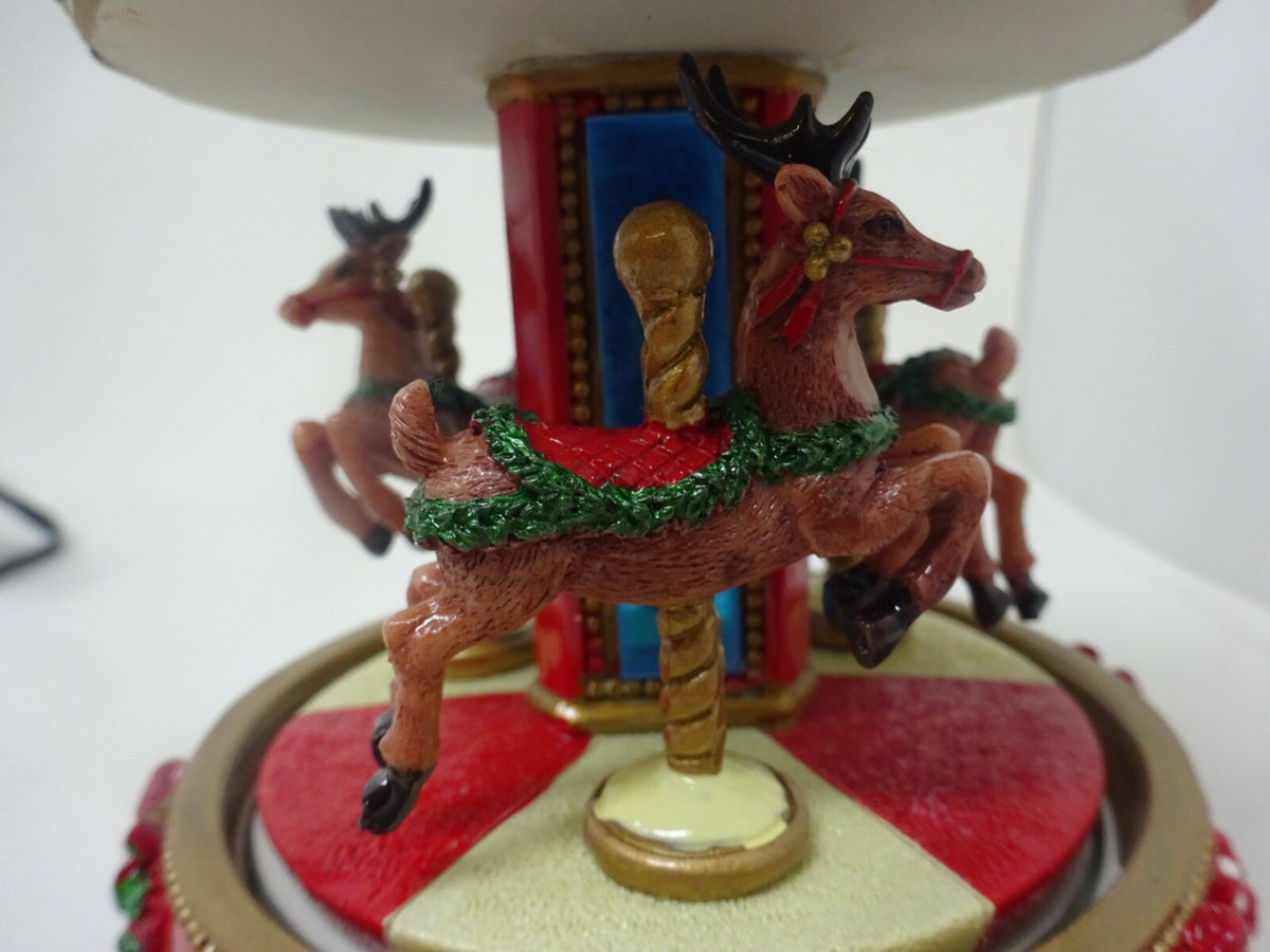 Musical Christmas Reindeer Carousel Merry Go Round 17cm We Wish You a Merry Xmas