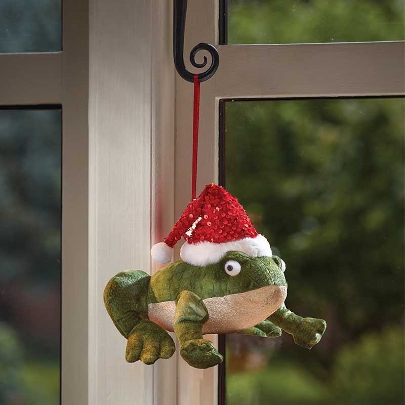 Cute  Festive Frog Hanging Pendant 14cm Tall Christmas Ornament Decoration Tree