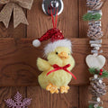 Christmas Tree Hanging Pendant Plush Fluffy Sparkle Duck Sequin Santa Hat  16cm