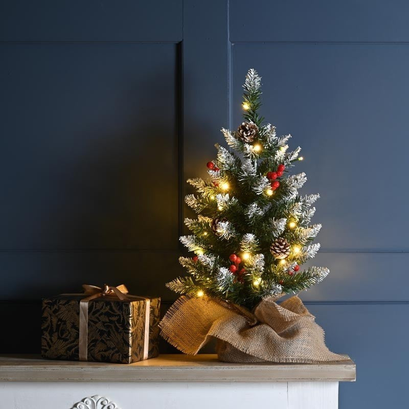 Festive Pre Lit Berry & Cone Table Decoration Christmas Tree 60cm Multicoloured