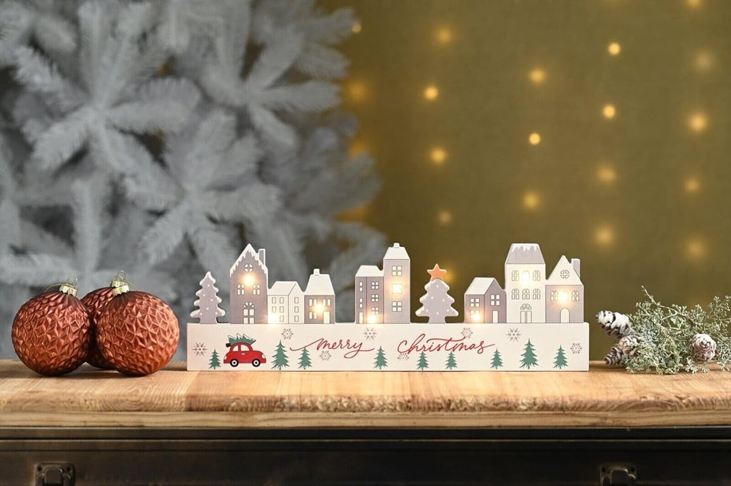 Merry Christmas Wooden LED Village
