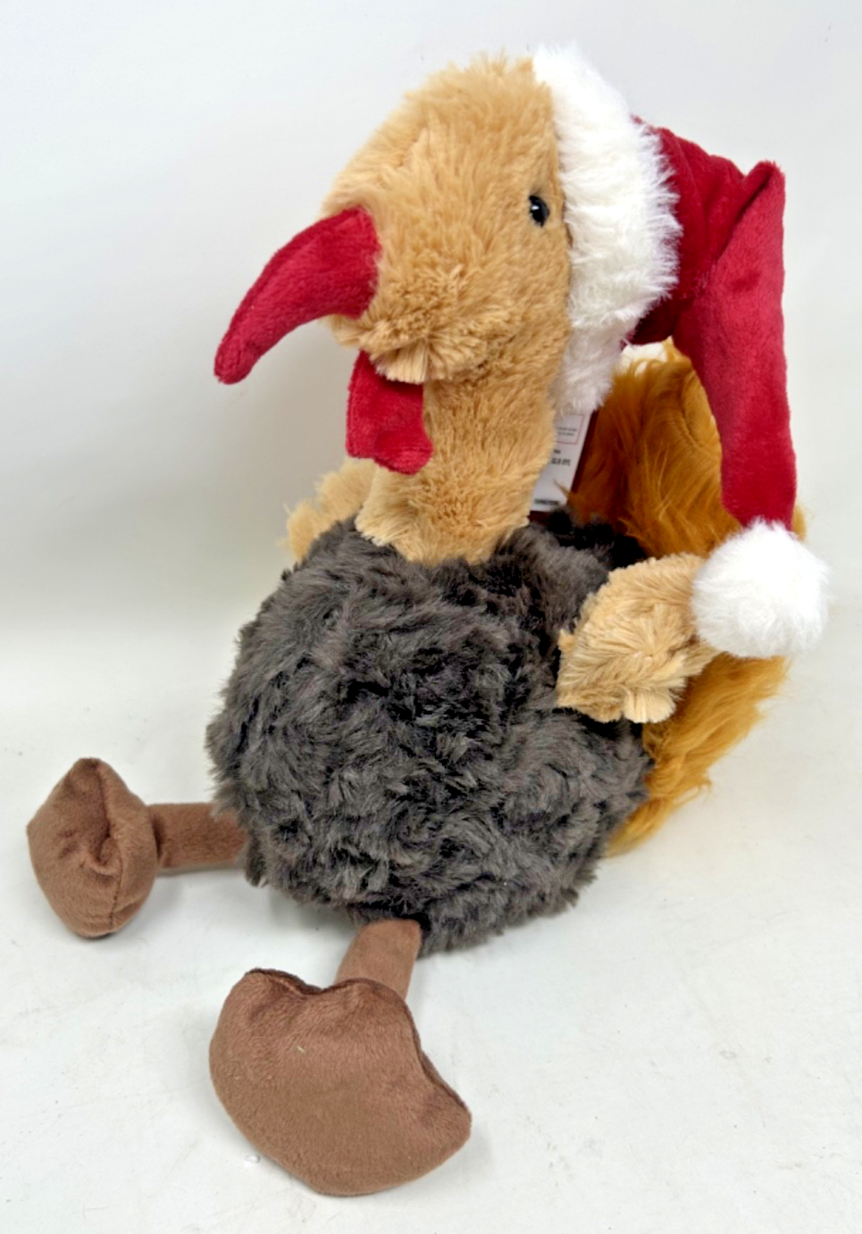 Christmas Festive Turkey Plush Supersoft & Cuddly Weighted Base & Santa Hat 28cm