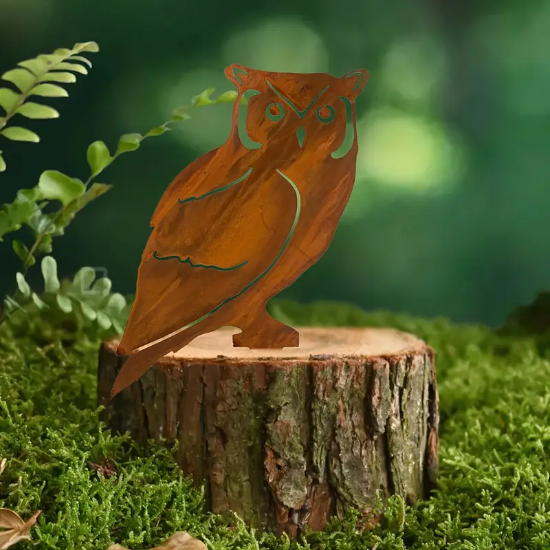 Core-Ten Rusty Little Owl Garden Ornament Figurine Approx 22cm High 17.5cm Wide