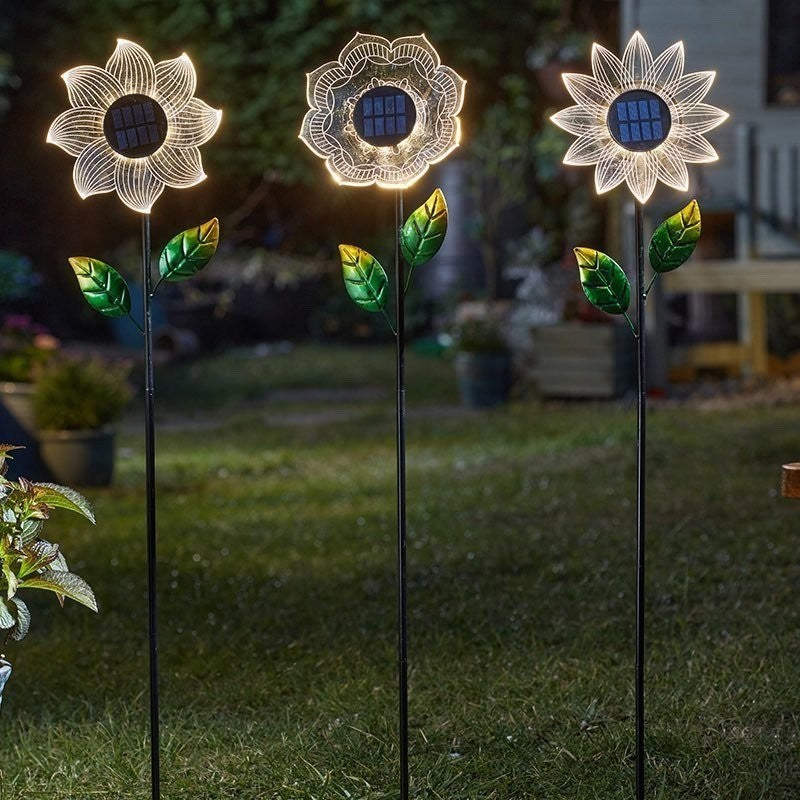 BloomLine Flower Solar Powered Stakes Choice Of 3 Stunning Designs Garden Lights