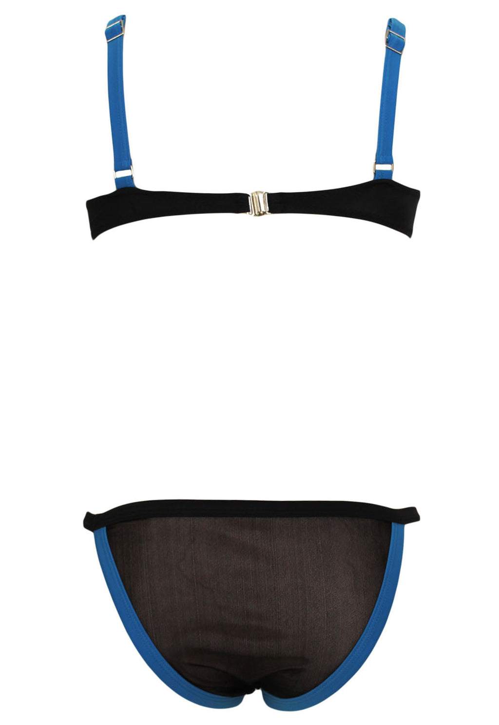 Stylish Padded Push Up Black & Blue Stylish Strappy Bikini Swimsuit Size 8-10