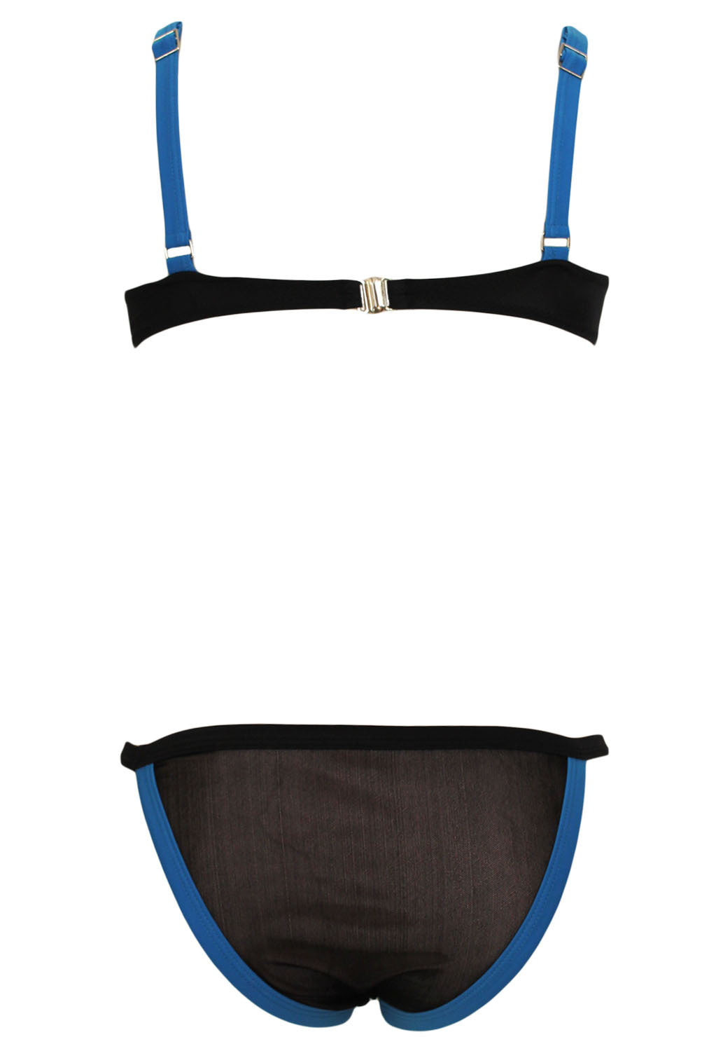 Stylish Padded Push Up Black & Blue Stylish Strappy Bikini Swimsuit Size 8-10