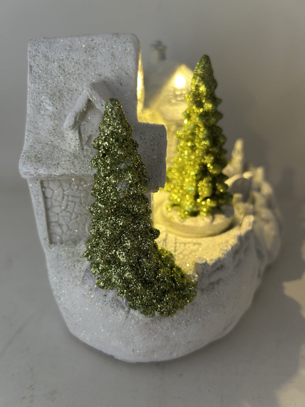 LED Light up Animated Christmas Holly Post Village Revolving Tree 15cm Tall
