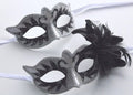 PAIR OF COUPLES BLACK WHITE SILVER VENETIAN MASQUERADE PARTY EYE BALL SWAN MASKS