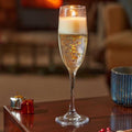 Christmas Champagne Glass Flute Gel Candle Gold Stars 23cm Tall x 6cm Dia