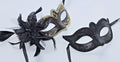 HIS N HERS PAIR COUPLES CO-ORDINATED BLACK VENETIAN MASQUERADE PARTY EYE MASKS