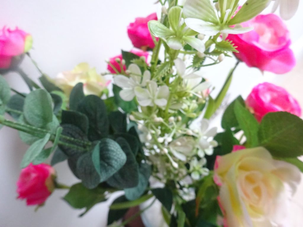 Artificial Hand Tied Floral Bouquet 60cm Tall Multicoloured Rose Flowers Bundle