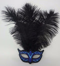 BLUE BLACK TURQUOISE VENETIAN MASQUERADE CARNIVAL BALL PARTY EYE FEATHER MASK
