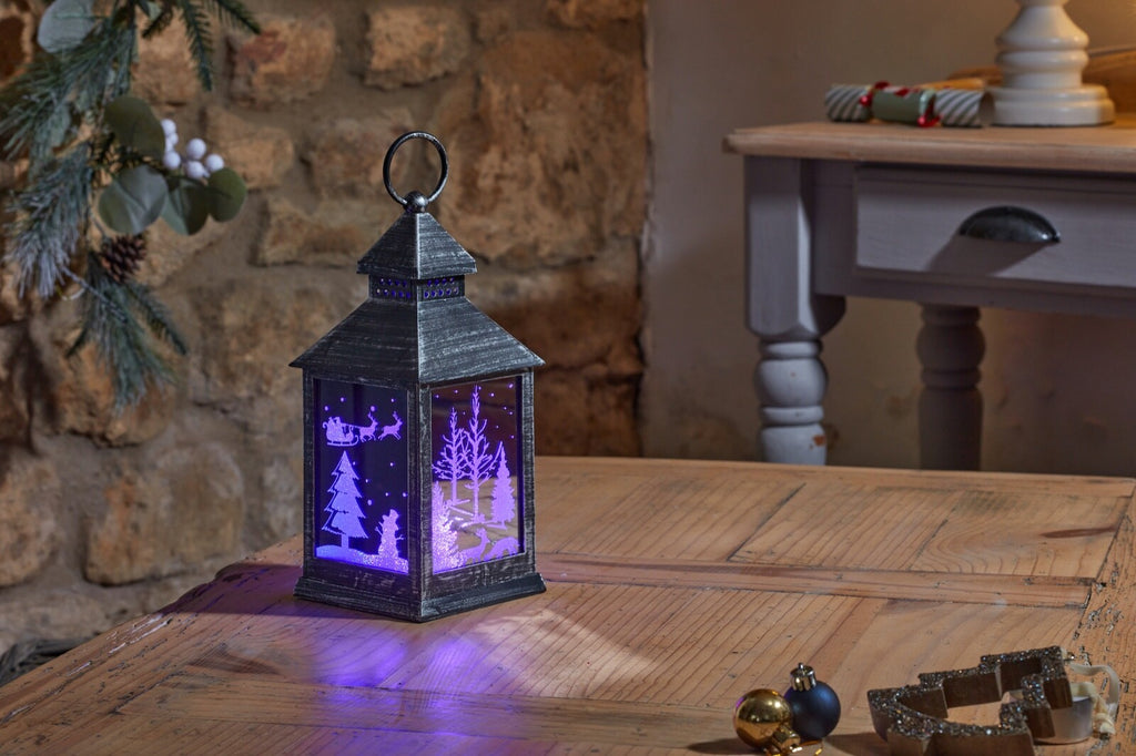 Choice of 2 Christmas Colour Changing LED Light Up Lantern 24cm Tall on Timer