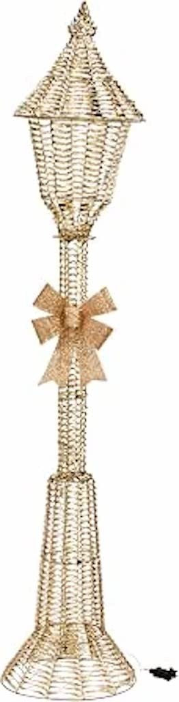 Christmas Festive Gold Twist LED Lamp Post Bow 90cm Tall 5m Mains Power Cable