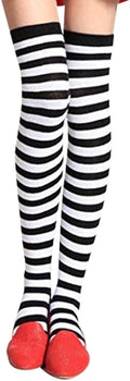 Ladies Black & White Cotton Mix Super Soft 57cm High Socks Stockings - One Size