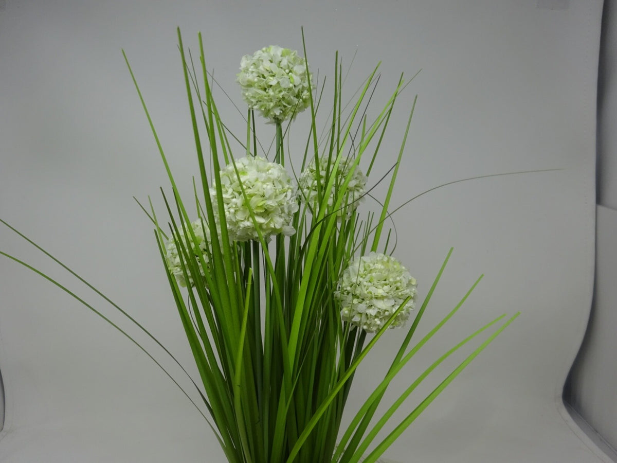 Choice of Artificial Faux Flowers Pom Pomettes 30cm Tall Hessian Base Bouquet
