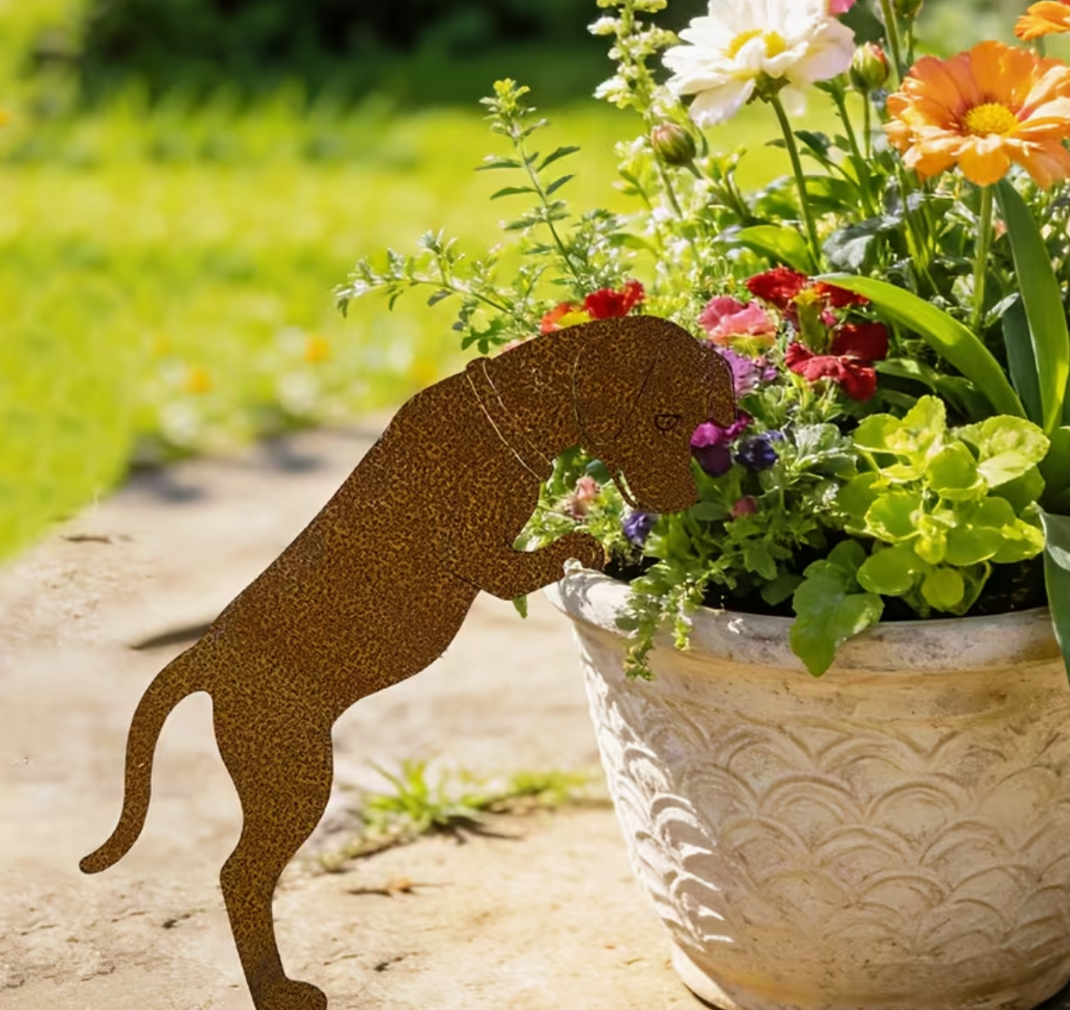 Core-Ten Rusty Dog Puppy Garden Ornament Silhouette Approx 31.2cm 12" Long