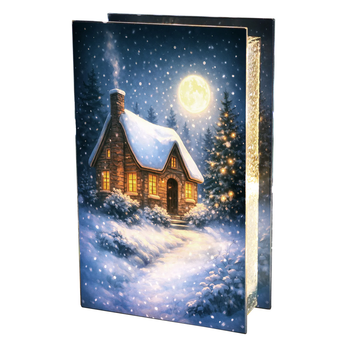 Flashing or Static LEDs Winter Cottage Christmas Decoration 21cm Double Sided