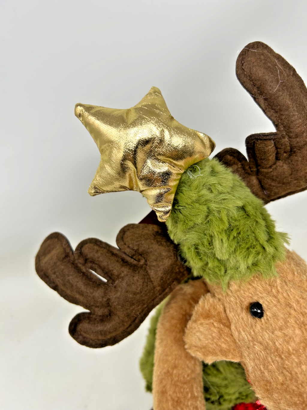 Choice 2 Designs Standing or Sitting Reindeer with a Gold Star Plush Supersoft