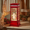 Christmas LED Water Spinner Glitter Snow Telephone Box Snowman Lantern 26cm Tall