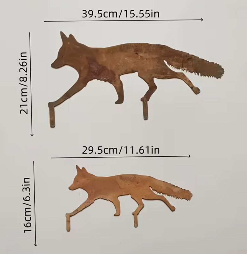 Core-Ten Rusty Patina Fox & Cub Garden Ornament Figurine Approx 40cm & 30cm Long