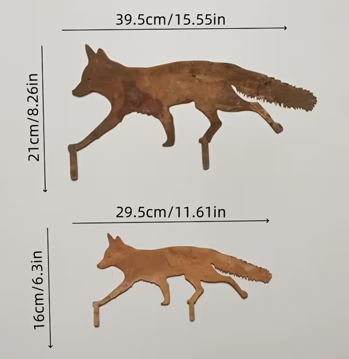 Core-Ten Rusty Patina Fox & Cub Garden Ornament Figurine Approx 40cm & 30cm Long