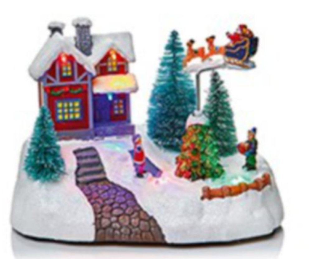 Choice of 2 LED Light Up Rotating Animated Village Christmas Carousel 20cm Wide