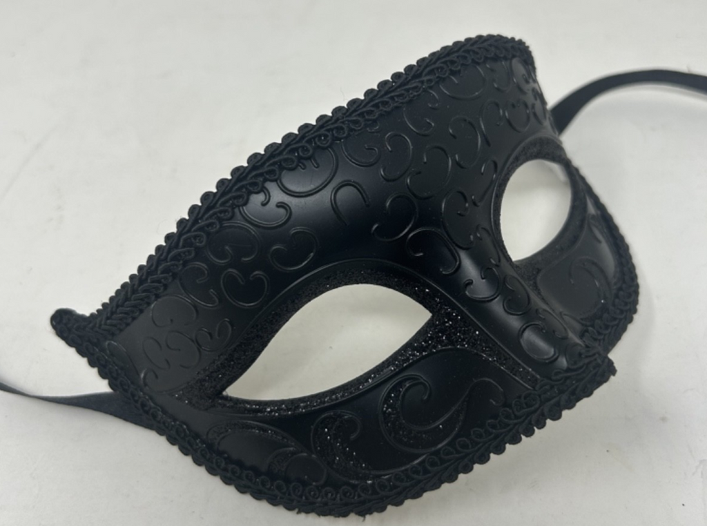 FEMALE MALE UNISEX MIDNIGHT BLACK STUNNING VENETIAN MASQUERADE PARTY EYE MASK