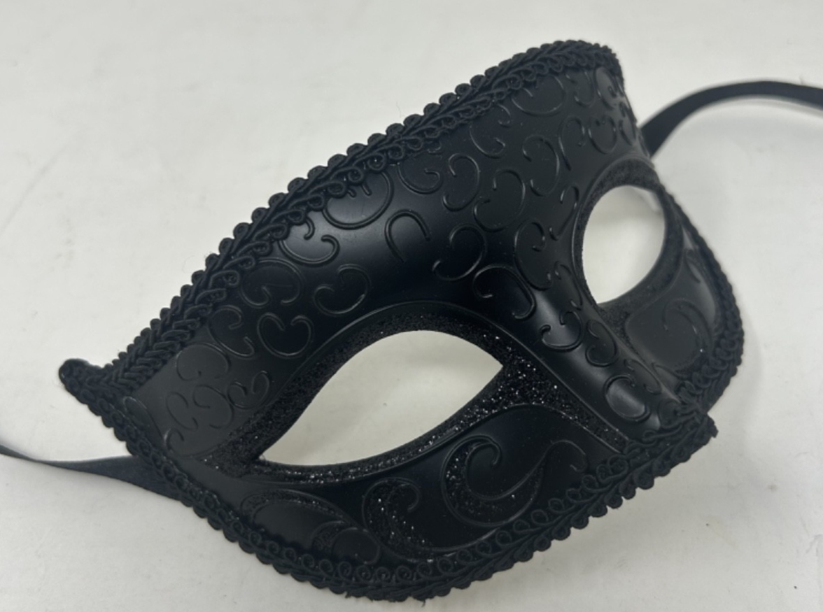 FEMALE MALE UNISEX MIDNIGHT BLACK STUNNING VENETIAN MASQUERADE PARTY EYE MASK