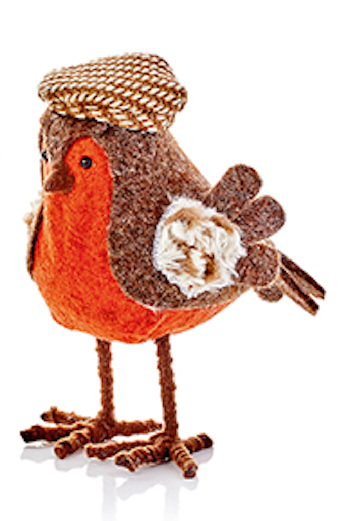 Choice of 2 Colours Robin with Flat Cap 16cm Tall Festive Christmas Decoration