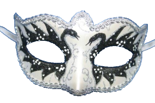 BLACK & SILVER PEARLISED WHITE VENETIAN MASQUERADE CARNIVAL BALL SWAN EYE MASK