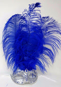 FEATHER MASK BLUE & SILVER VENETIAN MASQUERADE BALL CARNIVAL PARTY FACE EYE MASK