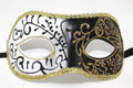 SPARKLING BLACK WHITE & GOLD VENETIAN MASQUERADE PARTY CARNIVAL BALL PROM MASK