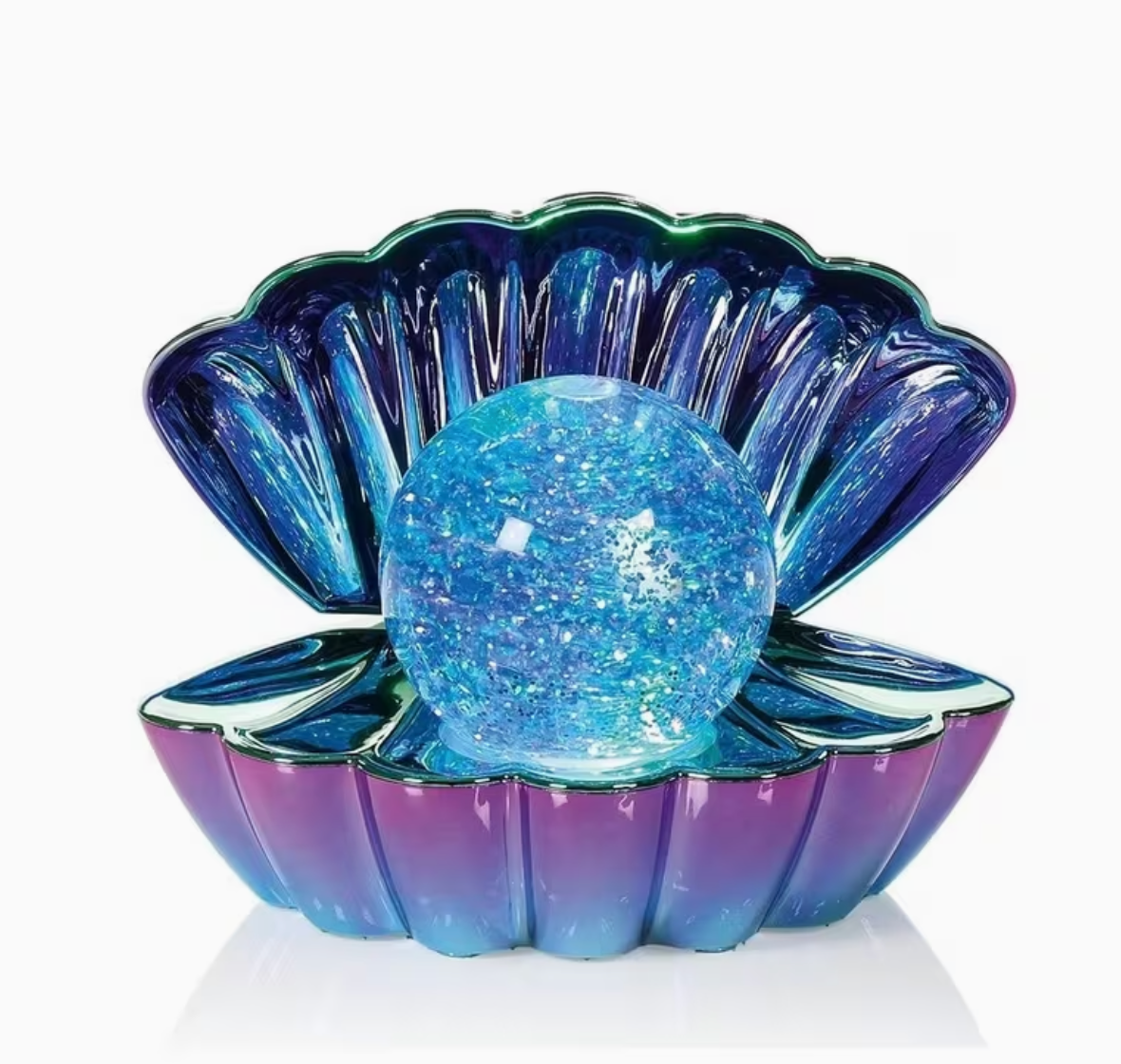 Choice of 3 Colour Changing Christmas Clam Shape LED Glitter Water Spinner 18cm