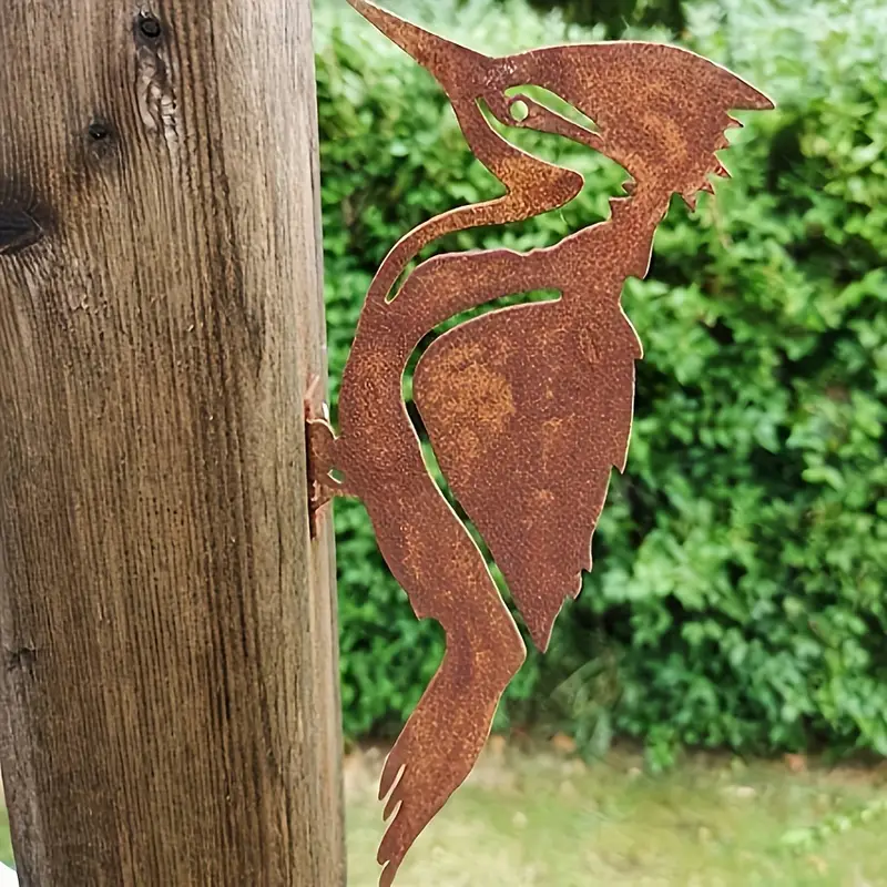 Core-Ten Rusty Woodpecker Garden Ornament Figurine Approx 25cm High 12cm Wide