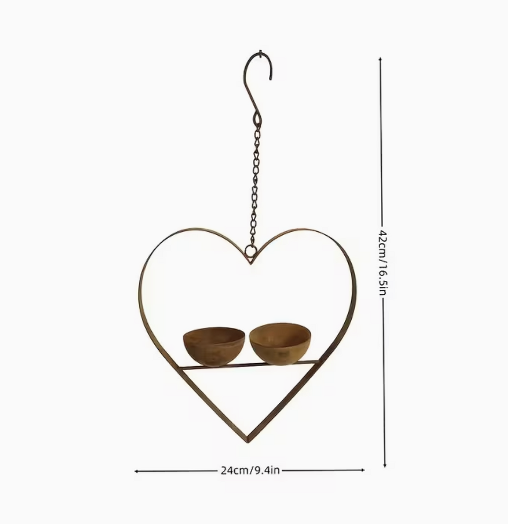 Rusty Metal Heart Bird Feeder, 42cm