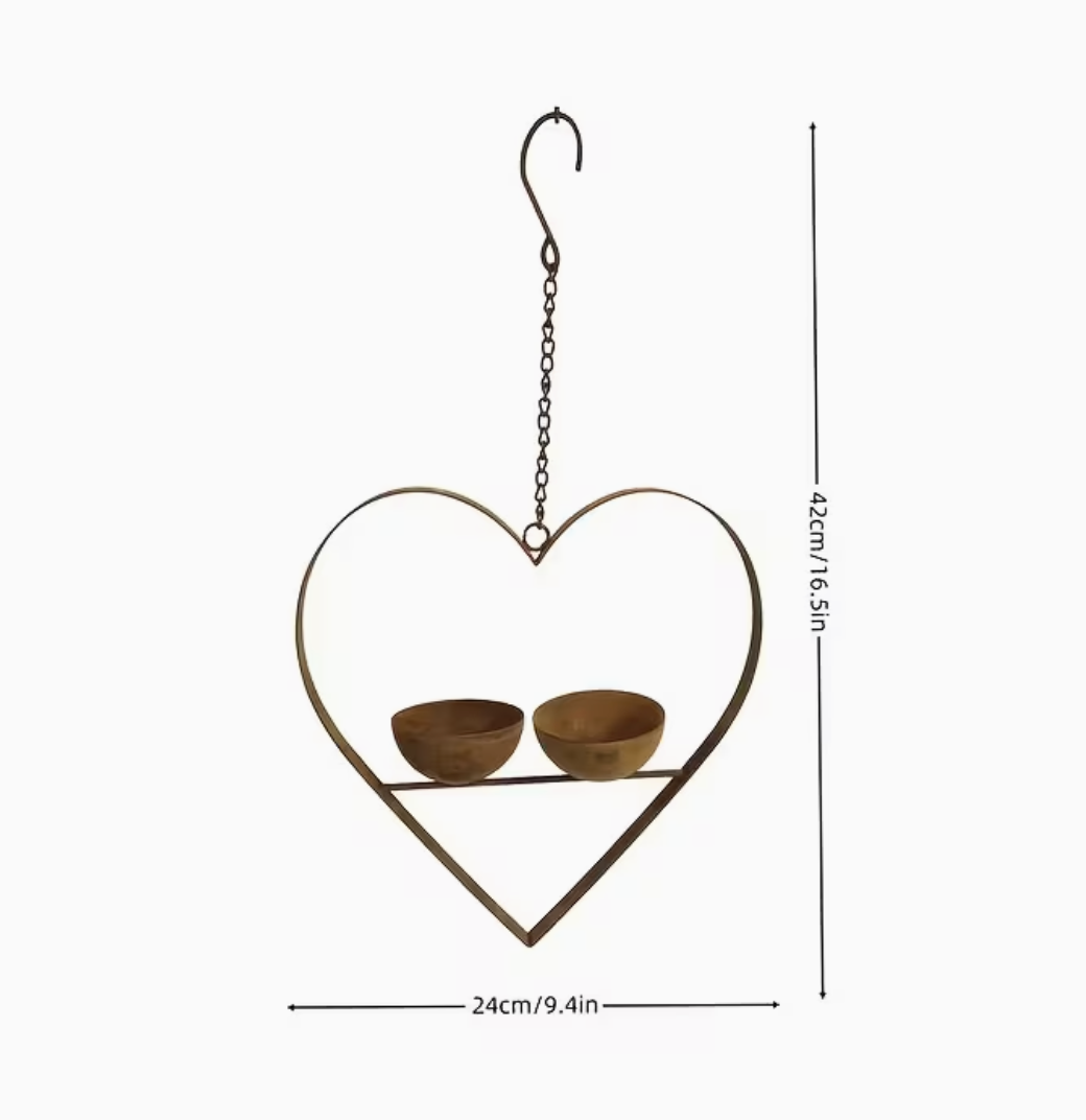 Rusty Metal Heart Bird Feeder, 42cm