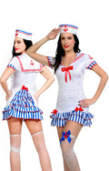 Ladies Sexy Sailor Girl Costume 5 Piece Dress, Thong, Cap Stockings Size 10-12