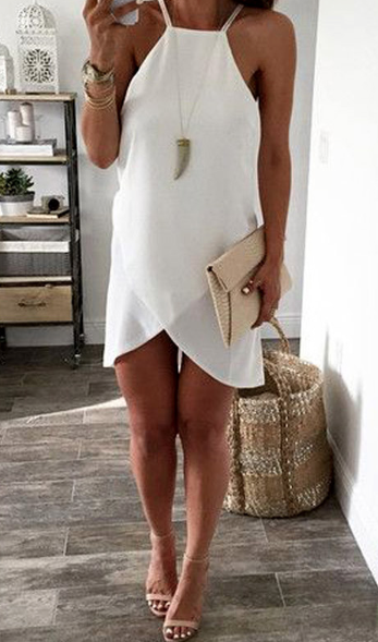 Ladies Red or White Chiffon Beach Spring Summer Short Loose Dress Size 10-12