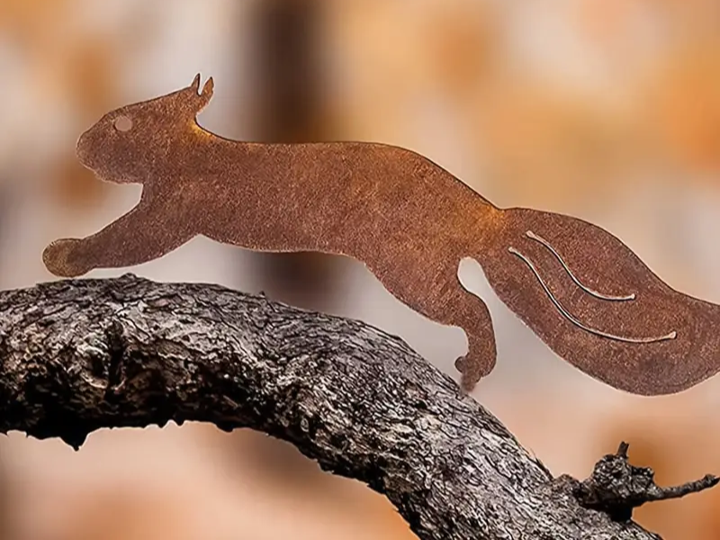Core-Ten Rusty Squirrel Garden Ornament Figurine Approx 30cm Long 10cm High