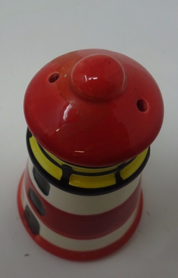 Ceramic Lighthouse Salt or Pepper Pot with two Dispensing Holes 8.5cm Tall