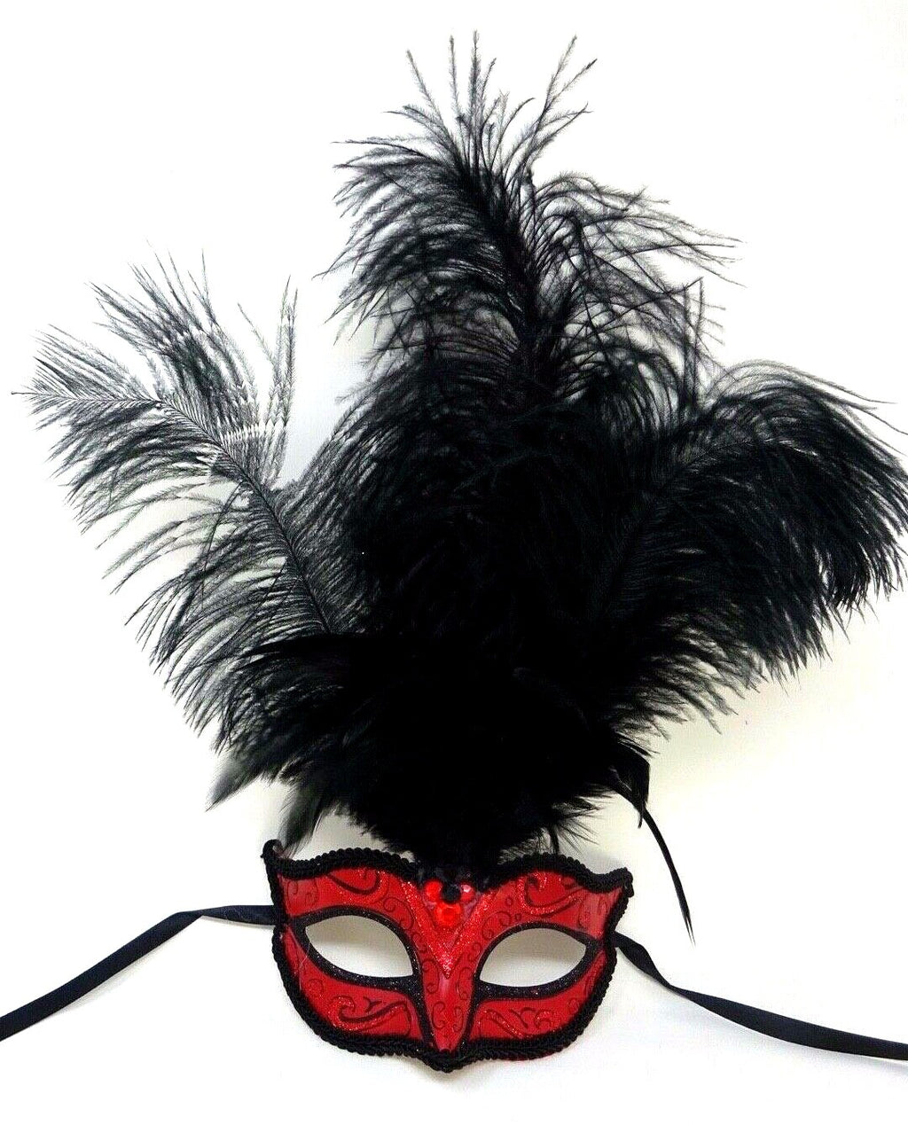 RED & BLACK VENETIAN  BALL MASQUERADE PARTY EYE FACE MASK HALLOWEEN